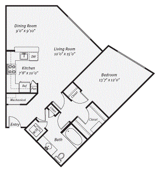 Salix Juanita Village_Kirkland WA_Floor Plan_One Bedroom E Salix Juanita Village_Kirkland WA_Floor Plan_One Bedroom E